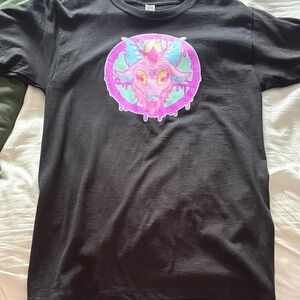 Black Graphic Tee with Vibrant Design